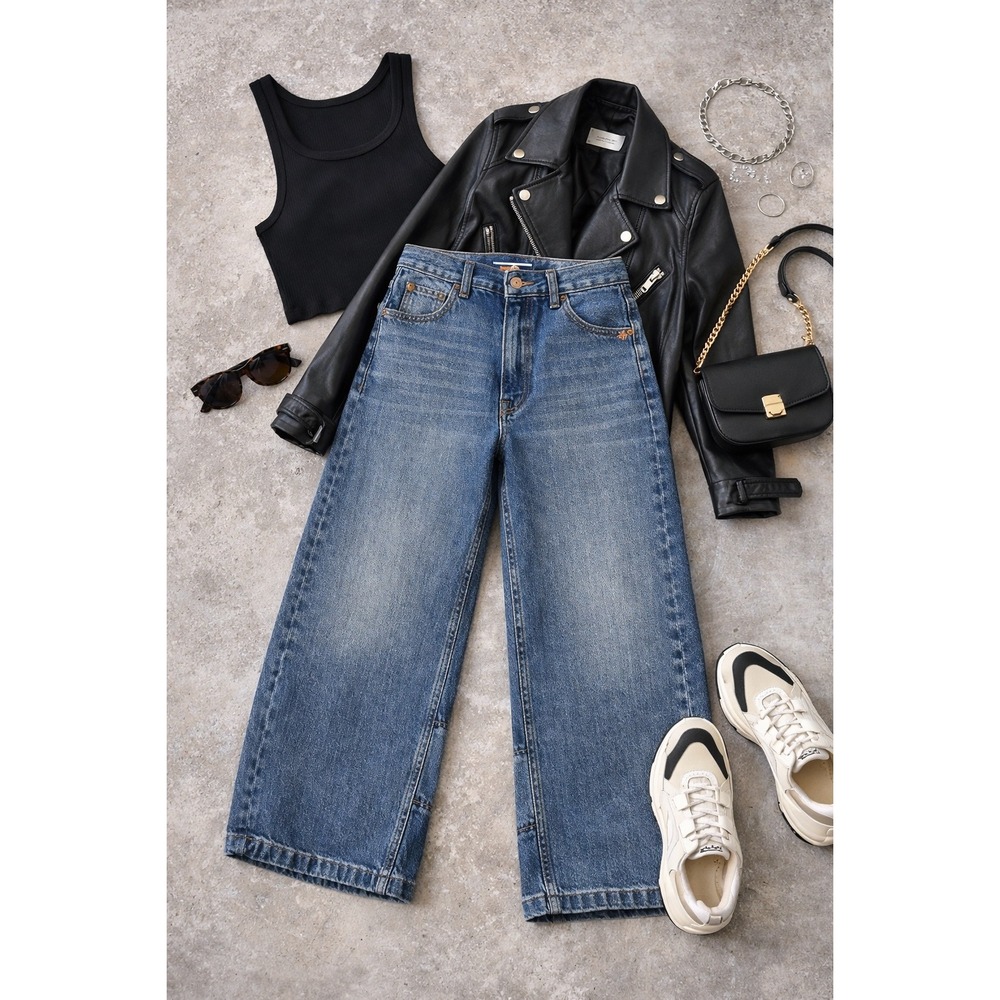 Madewell Pieced Barrel-Leg Jeans Med Wash High Rise Size 29 Denim Blue Cool Girl